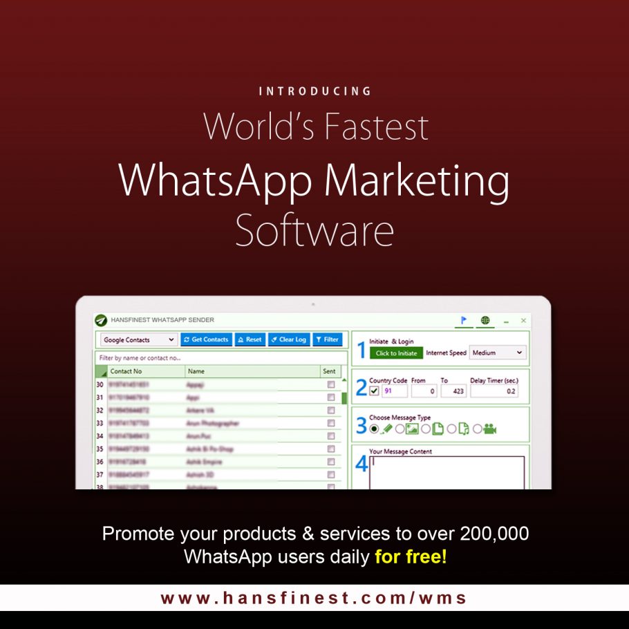 WhatsApp Marketing tools for Business using WhatsApp Bulk Sender Software